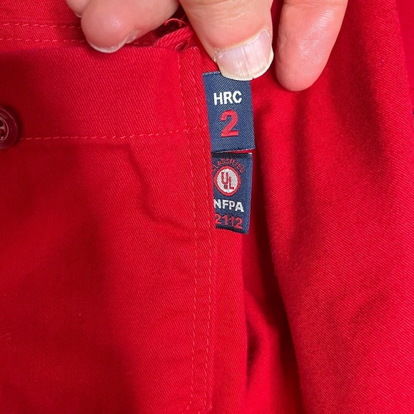 Lot Of 2 Lapco FR Large Mens Red Moisture Management Collared Button Up New* - Picture 3 of 9